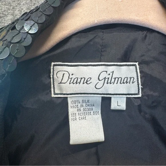 Diane Gilman 100%‎ silk sequins jacket L NWT - Picture 7 of 16